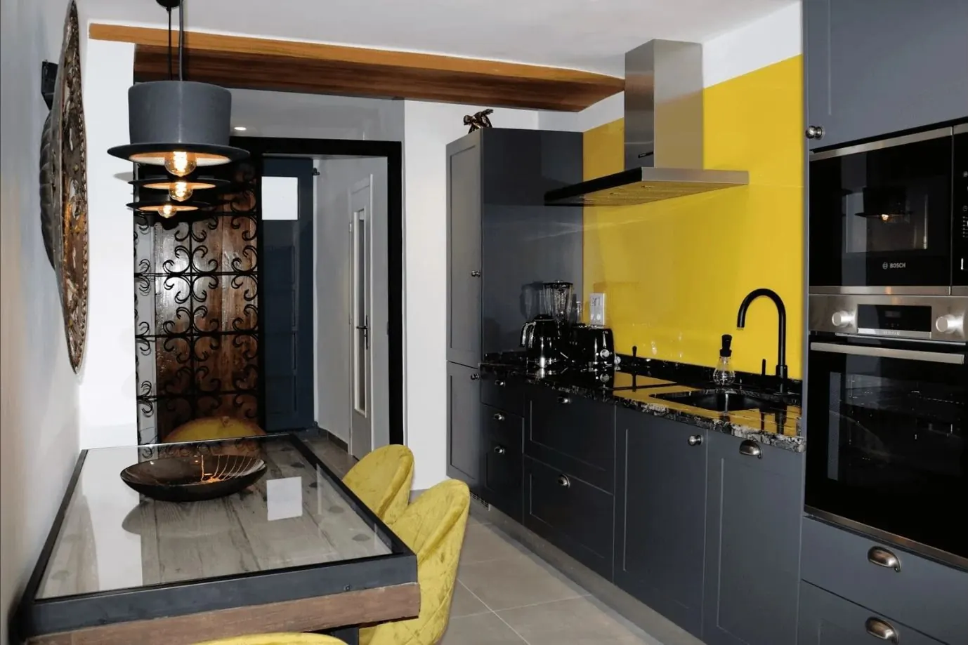 Casa Toro colourful living room with designer furniture in Calpe Old Town