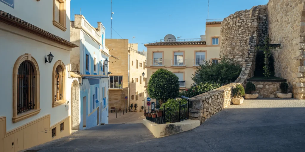 Ancient city walls and streets in Calpe Old Town